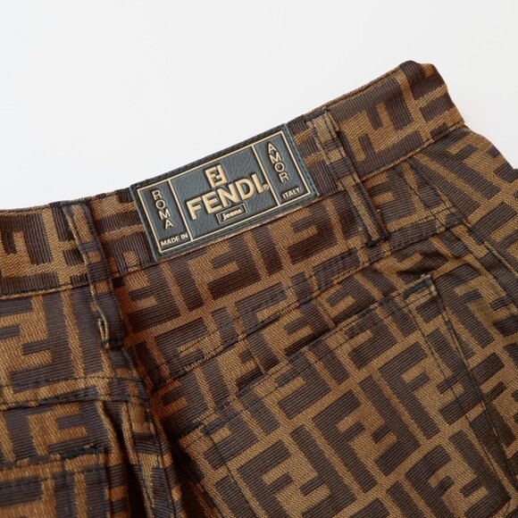 Authentic Preowned Vintage Fendi Brown Zucca Print Straight Leg Pants - S - Picture 7 of 9